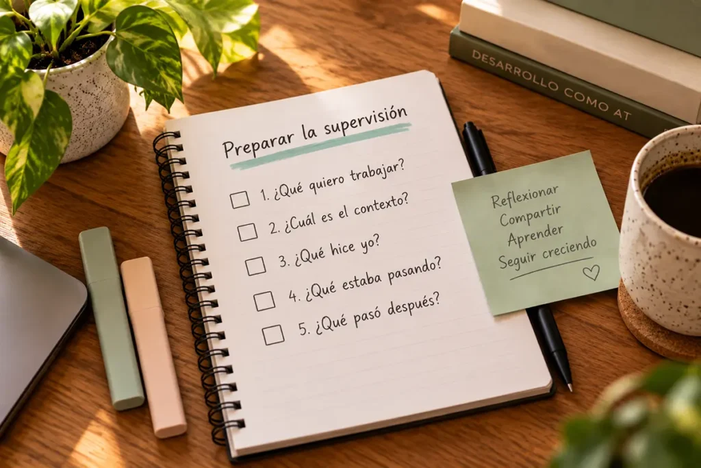 Cuaderno con guía para preparar una situación para supervisión como acompañante terapéutico